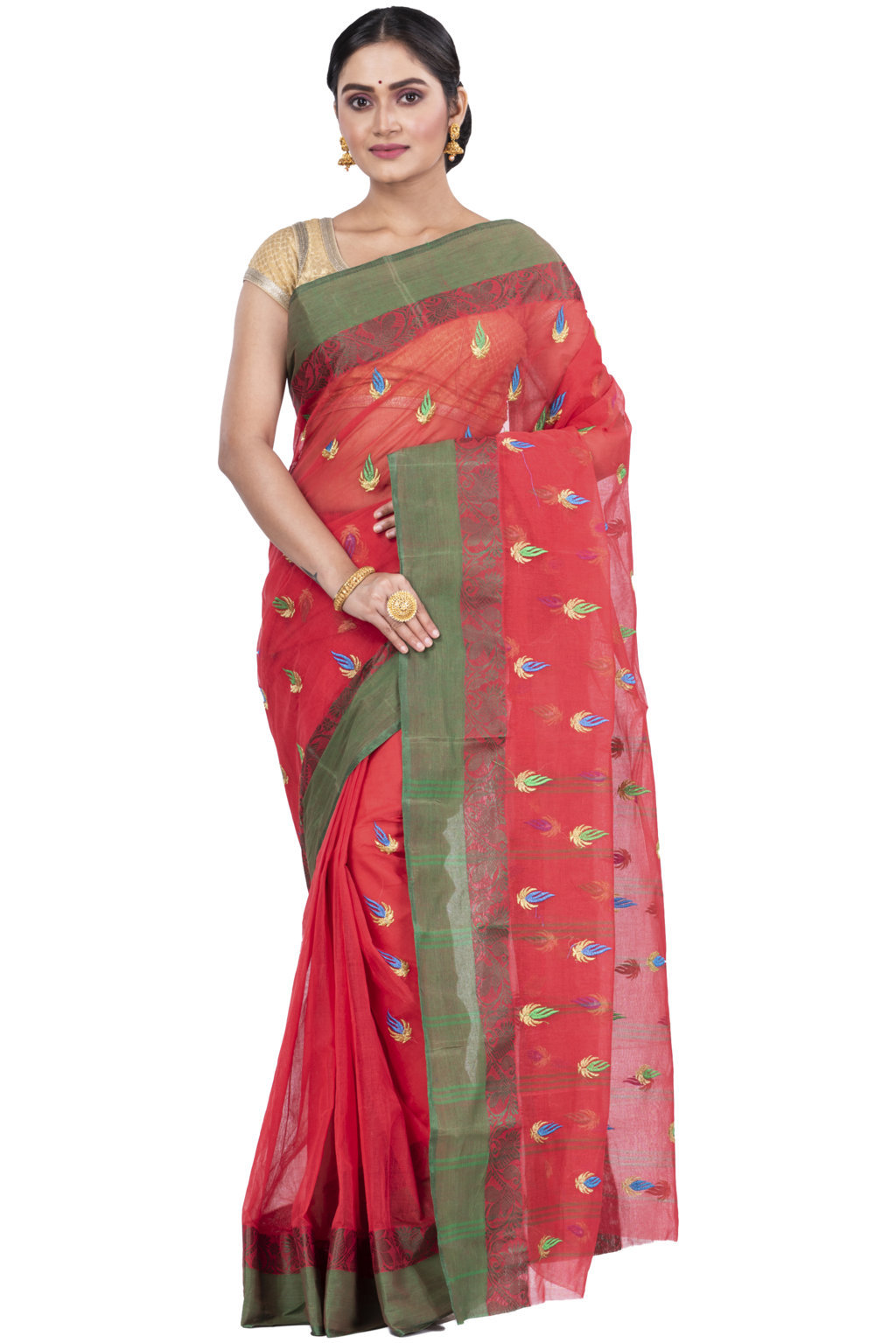 Red Pure Cotton Dip_Embro Tant Embroidery (663)